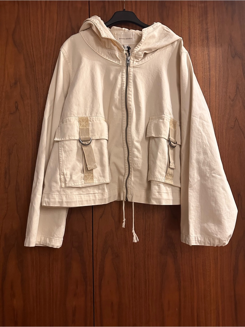 Banana Republic Off-White Hooded Utility Jacket